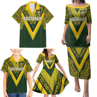 Australia Rugby Custom Family Matching Puletasi and Hawaiian Shirt Aboriginal Art Sporty Style LT03 - Polynesian Pride