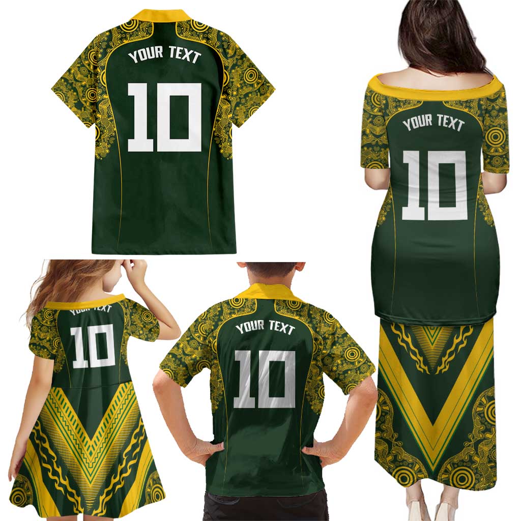 Australia Rugby Custom Family Matching Puletasi and Hawaiian Shirt Aboriginal Art Sporty Style LT03 - Polynesian Pride