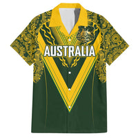 Australia Rugby Custom Family Matching Puletasi and Hawaiian Shirt Aboriginal Art Sporty Style LT03 Dad's Shirt - Short Sleeve Green - Polynesian Pride