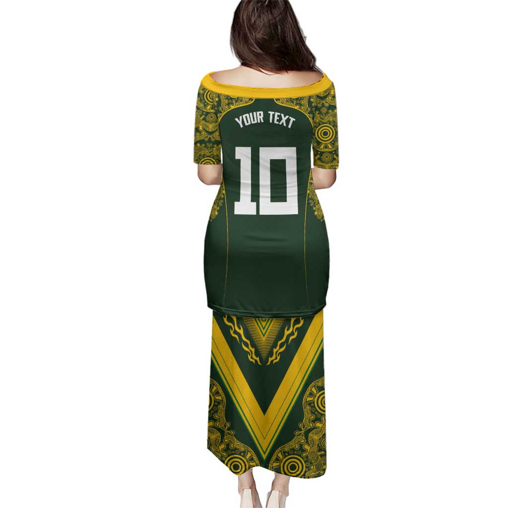 Australia Rugby Custom Family Matching Puletasi and Hawaiian Shirt Aboriginal Art Sporty Style LT03 - Polynesian Pride