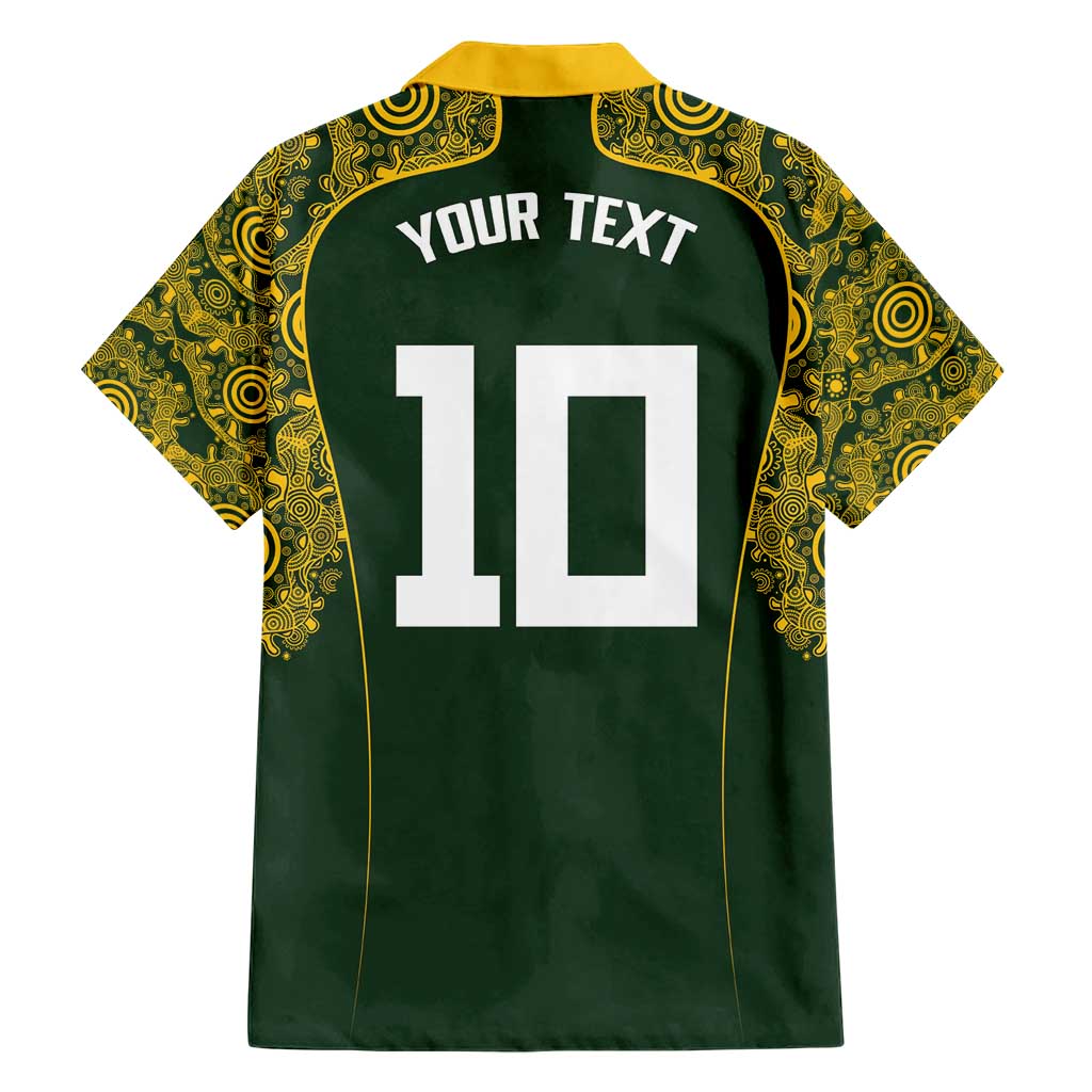 Australia Rugby Custom Family Matching Short Sleeve Bodycon Dress and Hawaiian Shirt Aboriginal Art Sporty Style LT03 - Polynesian Pride