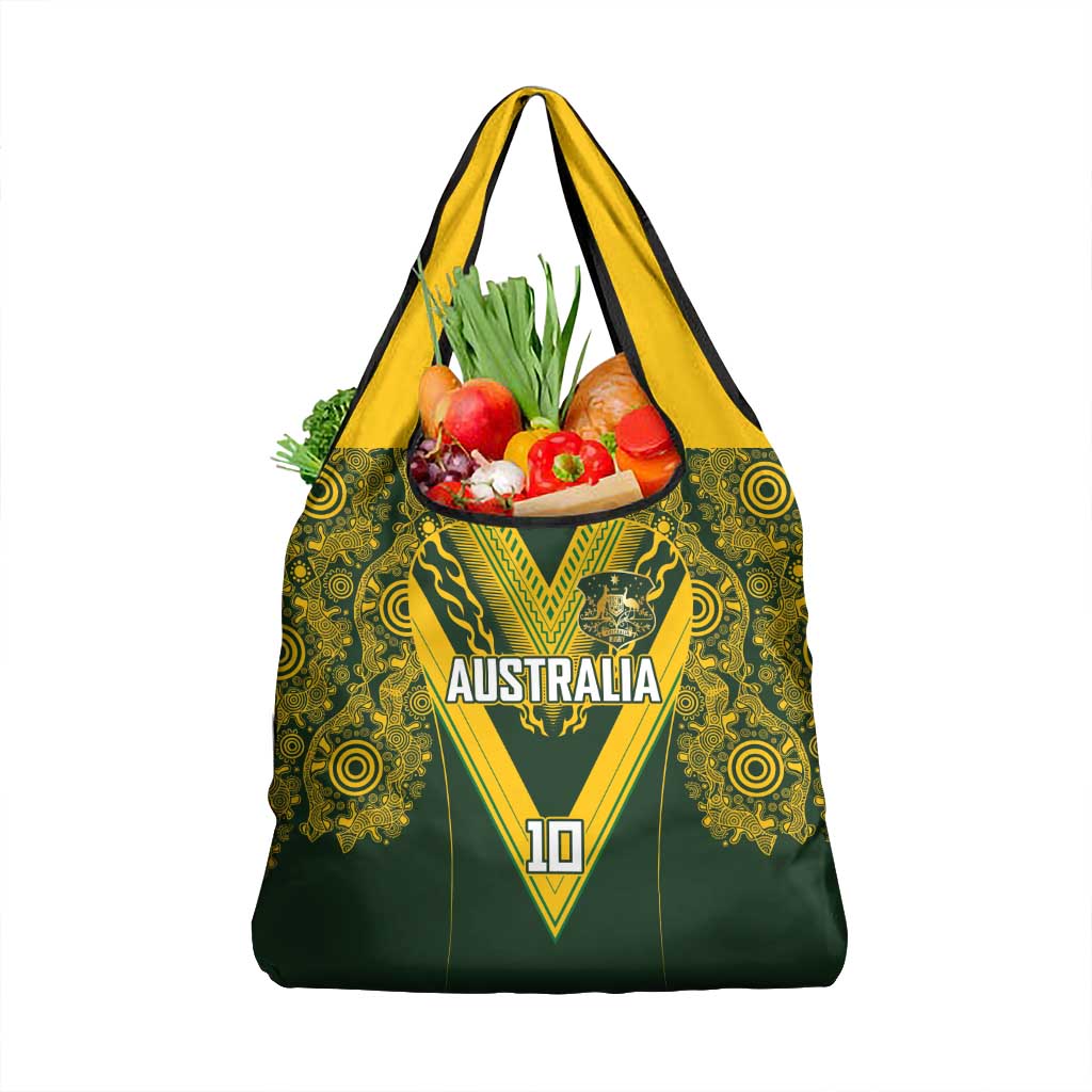 Australia Rugby Custom Grocery Bag Aboriginal Art Sporty Style LT03 1-pack One Size Green - Polynesian Pride