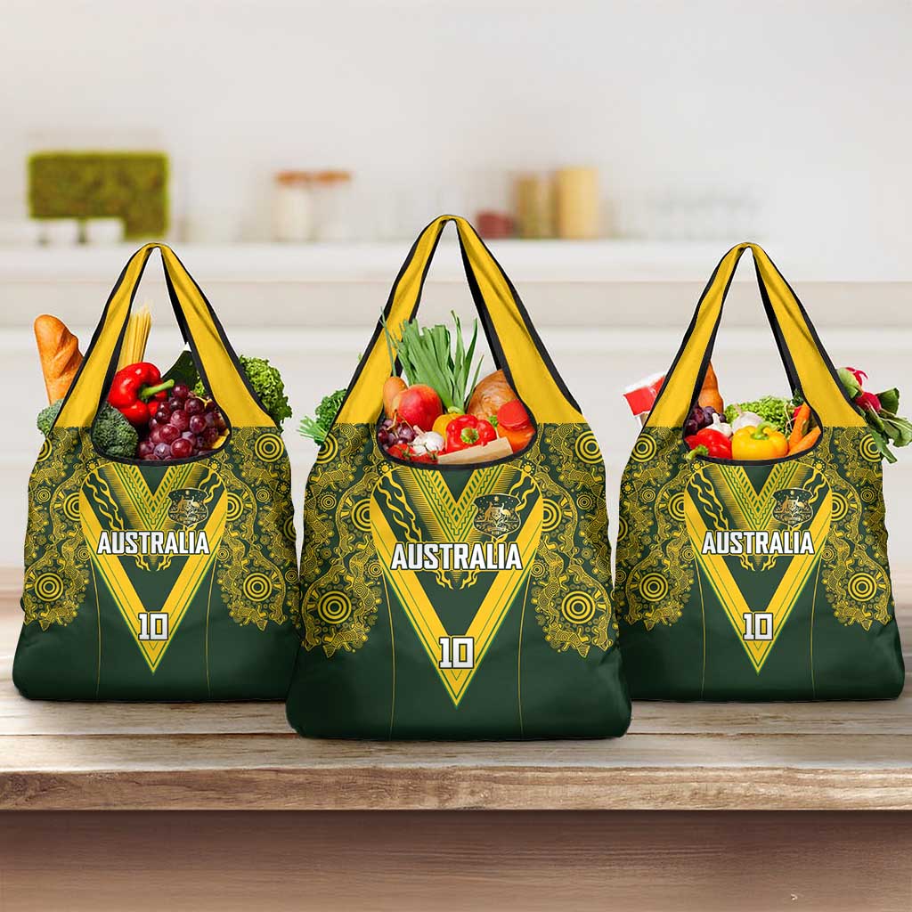 Australia Rugby Custom Grocery Bag Aboriginal Art Sporty Style LT03 3-pack One Size Green - Polynesian Pride