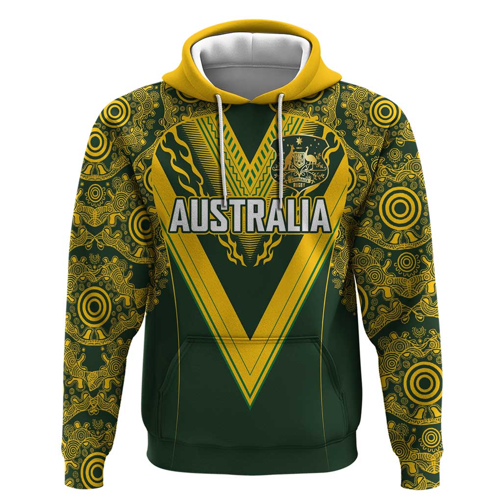 Australia Rugby Custom Hoodie Aboriginal Art Sporty Style - Polynesian Pride