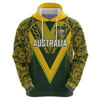 Australia Rugby Custom Hoodie Aboriginal Art Sporty Style - Polynesian Pride