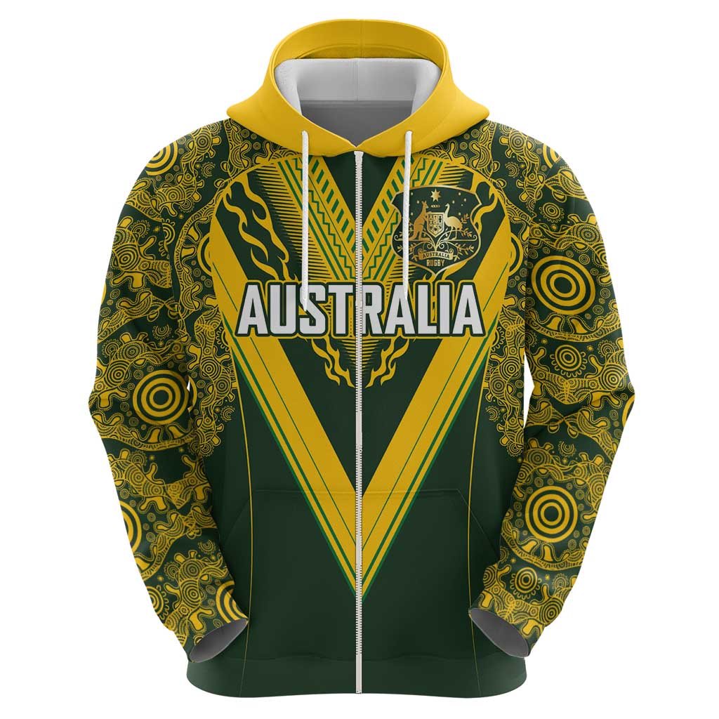 Australia Rugby Custom Hoodie Aboriginal Art Sporty Style - Polynesian Pride