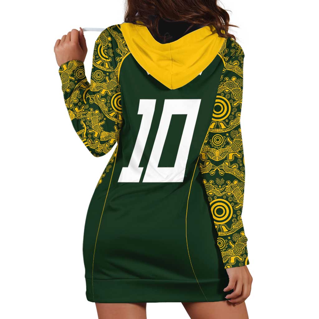 Australia Rugby Custom Hoodie Dress Aboriginal Art Sporty Style - Polynesian Pride