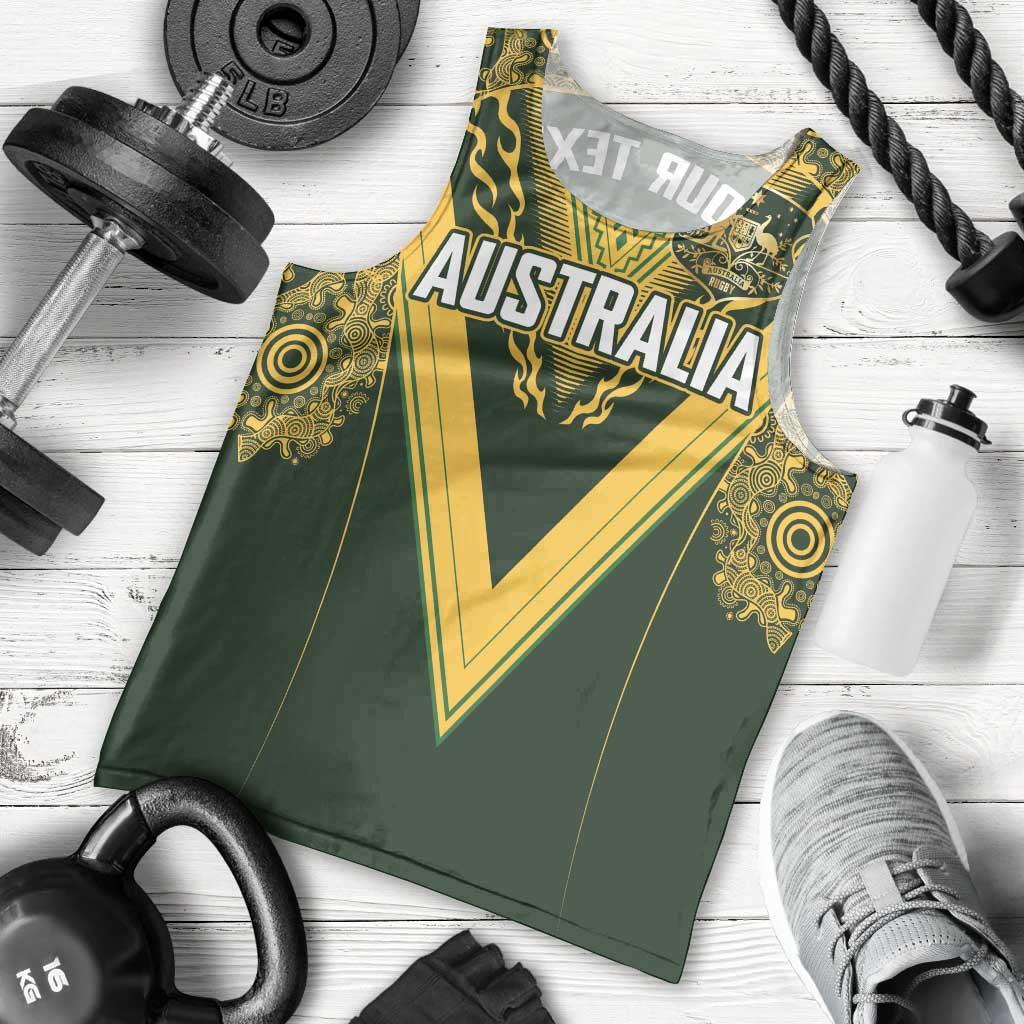 Australia Rugby Custom Men Tank Top Aboriginal Art Sporty Style LT03 - Polynesian Pride