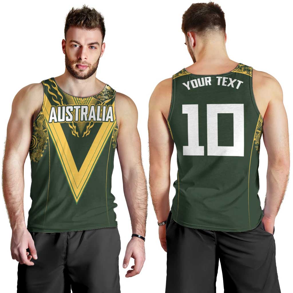 Australia Rugby Custom Men Tank Top Aboriginal Art Sporty Style LT03 - Polynesian Pride
