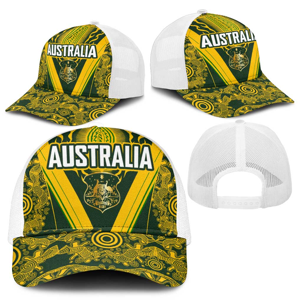 Australia Rugby Mesh Trucker Cap Aboriginal Art Sporty Style - Polynesian Pride