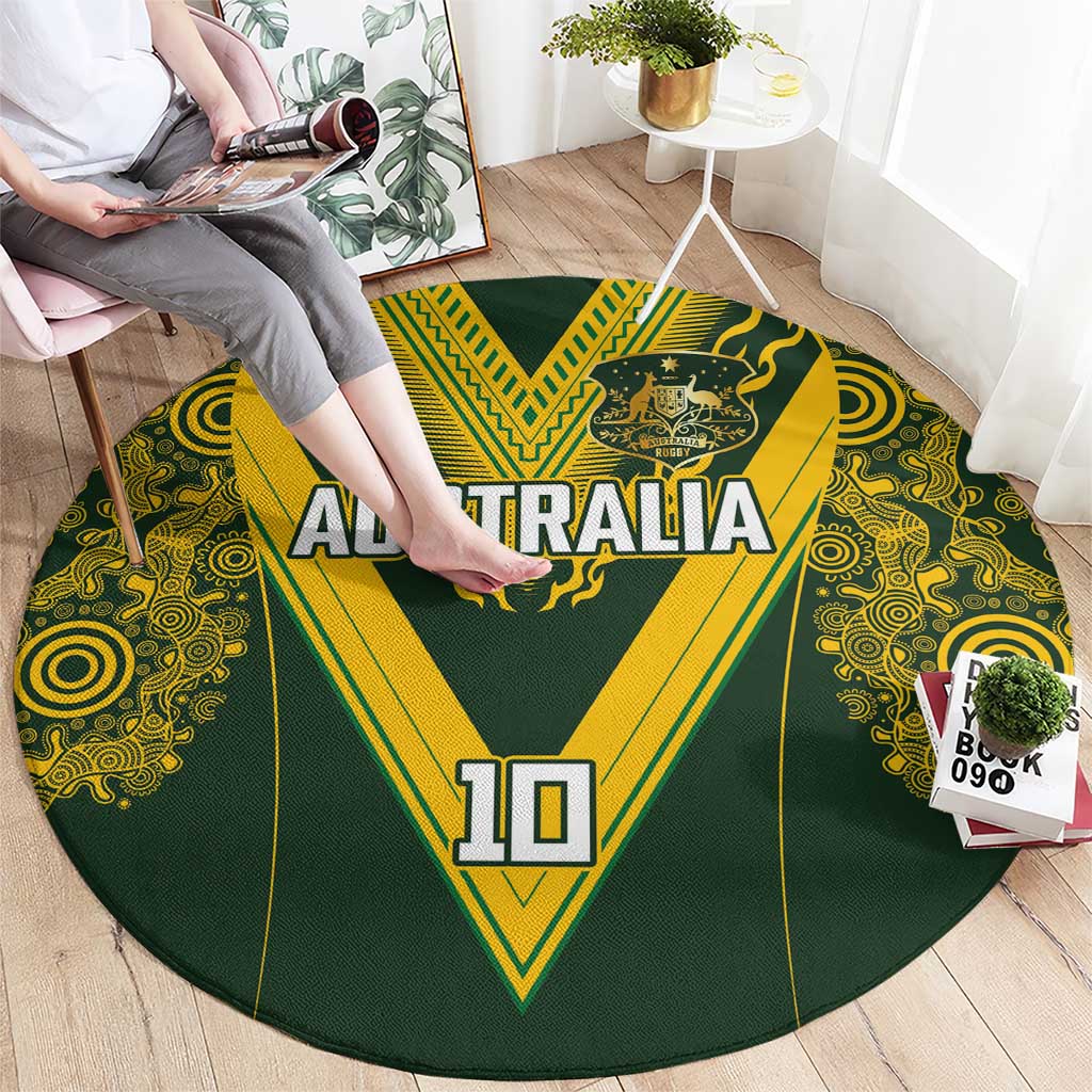 Australia Rugby Custom Round Carpet Aboriginal Art Sporty Style - Polynesian Pride