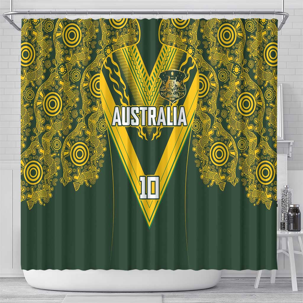 Australia Rugby Custom Shower Curtain Aboriginal Art Sporty Style - Polynesian Pride