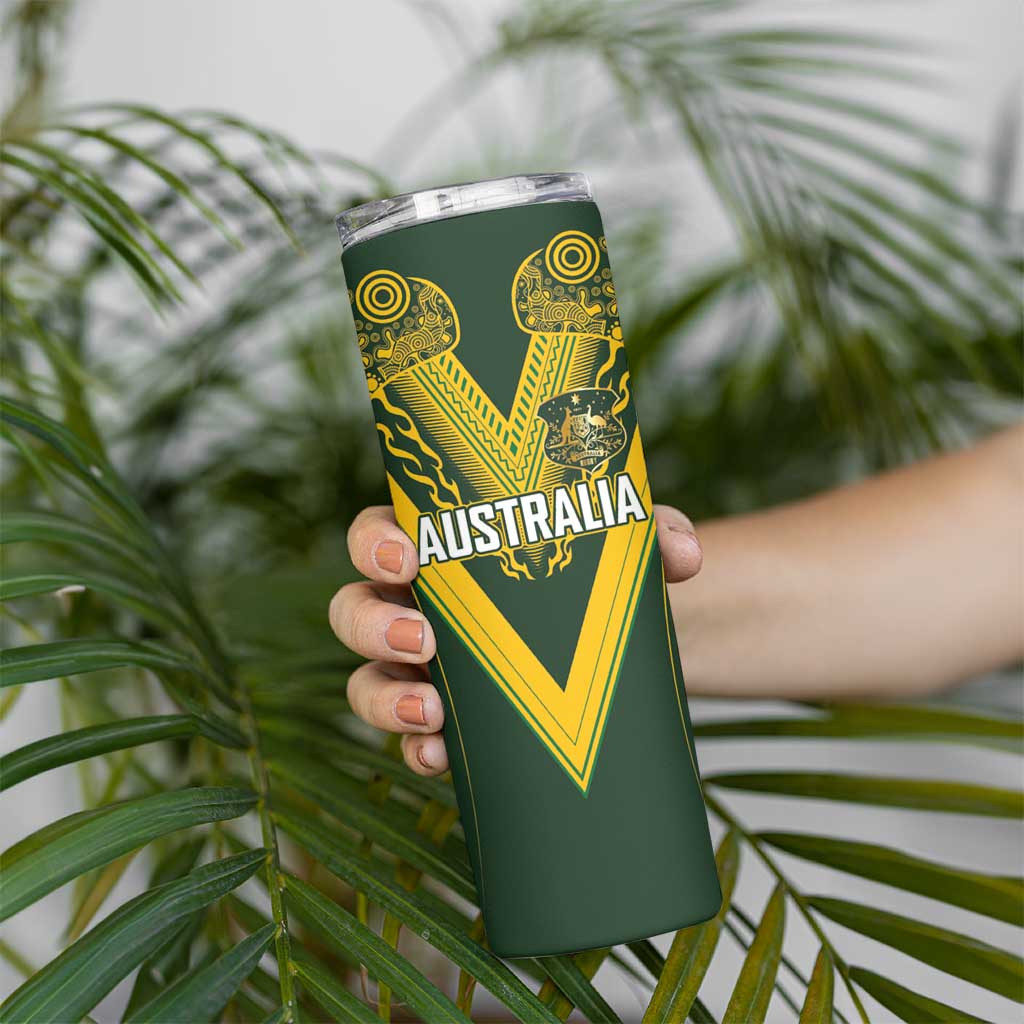Australia Rugby Custom Skinny Tumbler Aboriginal Art Sporty Style - Polynesian Pride