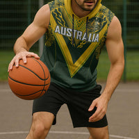 Australia Rugby Custom Sleeveless Hoodie Aboriginal Art Sporty Style LT03 - Polynesian Pride