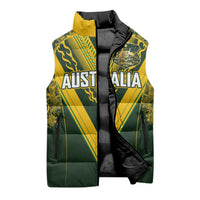 Australia Rugby Custom Sleeveless Puffer Jacket Aboriginal Art Sporty Style LT03 - Polynesian Pride