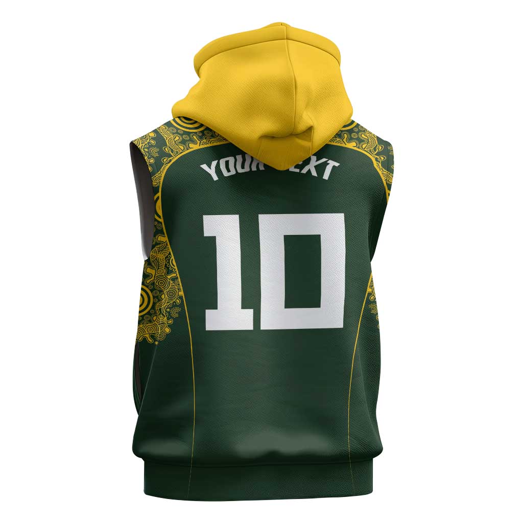 Australia Rugby Custom Sleeveless Zip Hoodie Aboriginal Art Sporty Style LT03 - Polynesian Pride