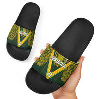 Australia Rugby Custom Slide Sandals Aboriginal Art Sporty Style LT03 - Polynesian Pride