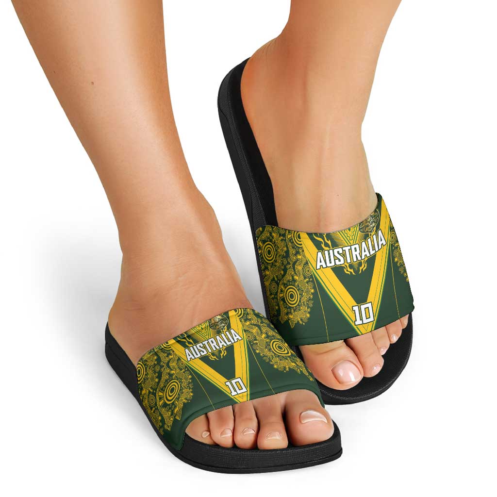 Australia Rugby Custom Slide Sandals Aboriginal Art Sporty Style LT03 - Polynesian Pride