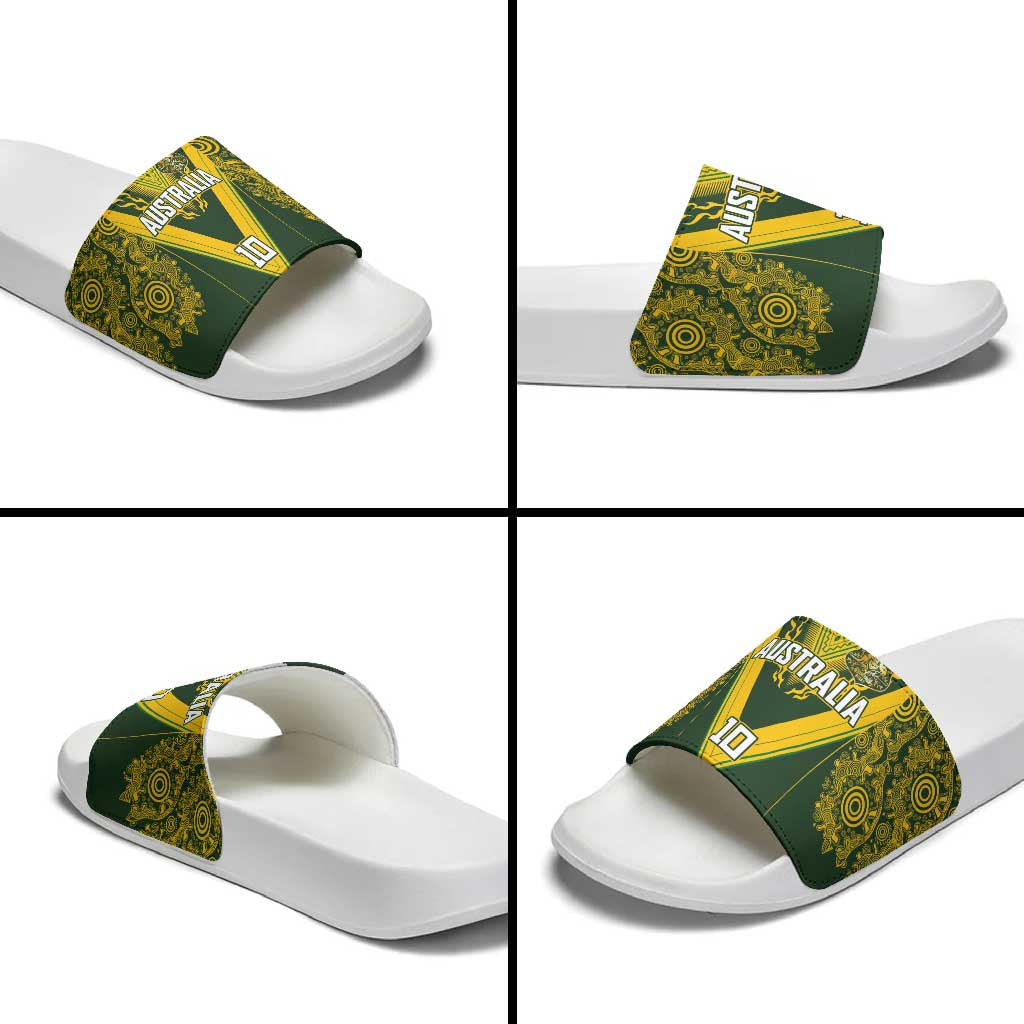 Australia Rugby Custom Slide Sandals Aboriginal Art Sporty Style LT03 - Polynesian Pride