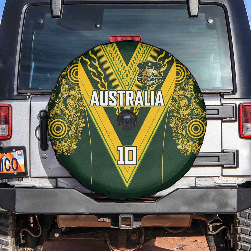 Australia Rugby Custom Spare Tire Cover Aboriginal Art Sporty Style - Polynesian Pride