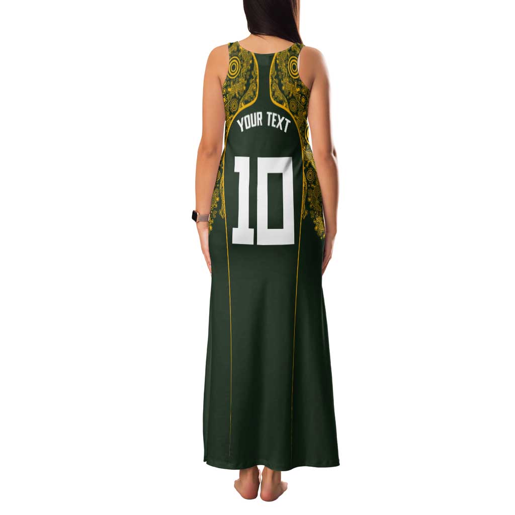 Australia Rugby Custom Tank Maxi Dress Aboriginal Art Sporty Style - Polynesian Pride