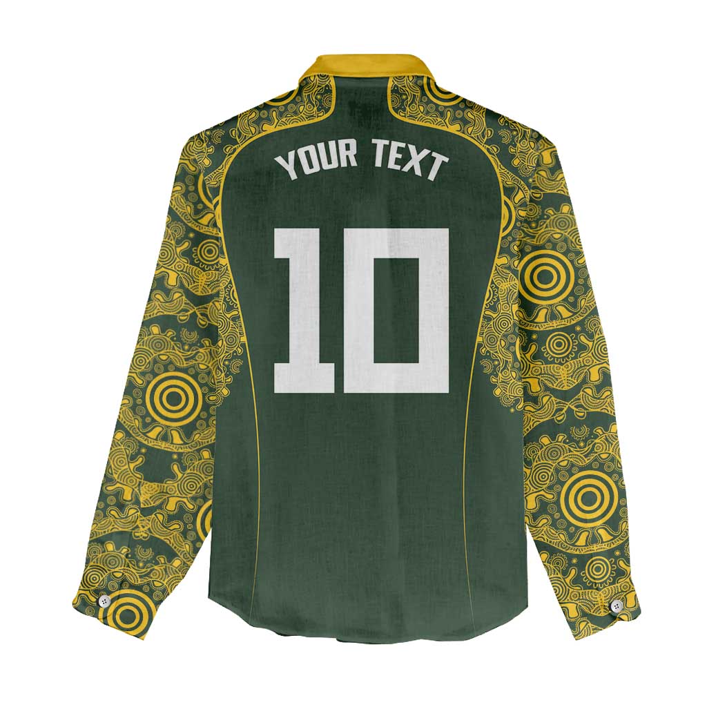 Australia Rugby Custom Women Casual Shirt Aboriginal Art Sporty Style - Polynesian Pride