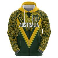 Australia Rugby Custom Zip Hoodie Aboriginal Art Sporty Style - Polynesian Pride