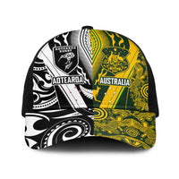 Aotearoa Australia Rugby Baseball Net Cap Maori and Aboriginal Art Sporty Style - Polynesian Pride