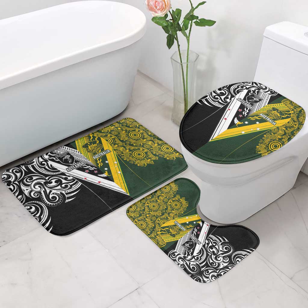 Aotearoa Australia Rugby Bathroom Set Maori and Aboriginal Art Sporty Style - Polynesian Pride