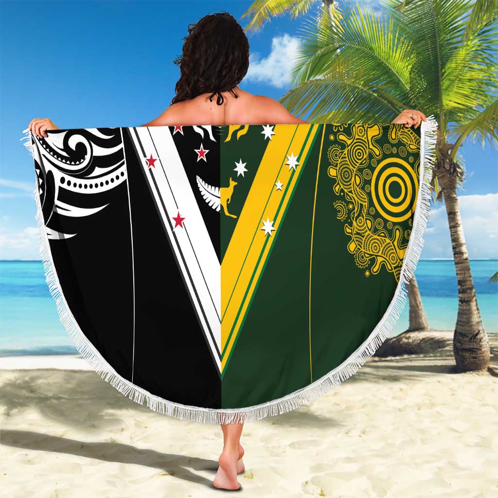Aotearoa Australia Rugby Beach Blanket Maori and Aboriginal Art Sporty Style LT03 - Polynesian Pride