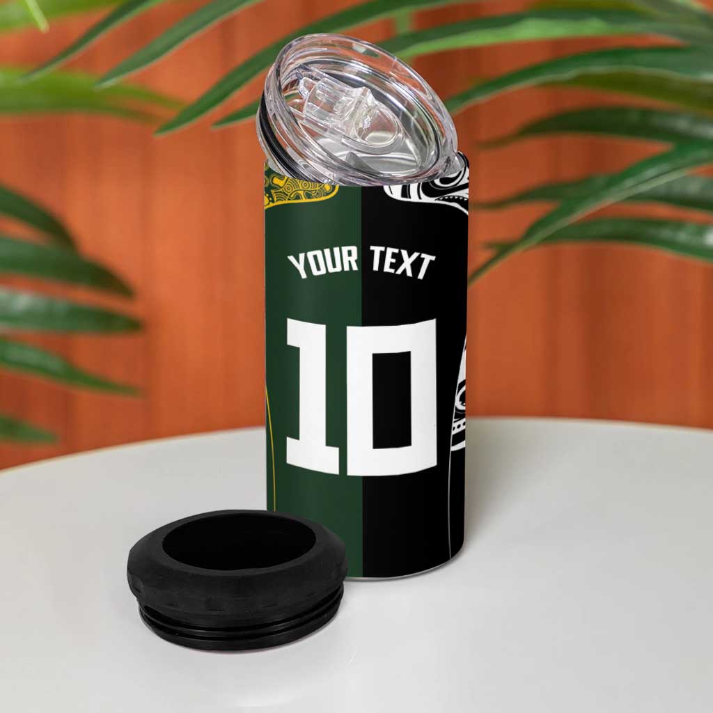 Aotearoa Australia Rugby Custom 4 in 1 Can Cooler Tumbler Maori and Aboriginal Art Sporty Style LT03 - Polynesian Pride