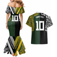 Aotearoa Australia Rugby Custom Couples Matching Mermaid Dress and Hawaiian Shirt Maori and Aboriginal Art Sporty Style - Polynesian Pride