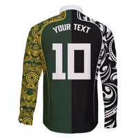 Aotearoa Australia Rugby Custom Family Matching Long Sleeve Bodycon Dress and Hawaiian Shirt Maori and Aboriginal Art Sporty Style - Polynesian Pride