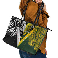 Aotearoa Australia Rugby Leather Tote Bag Maori and Aboriginal Art Sporty Style - Polynesian Pride