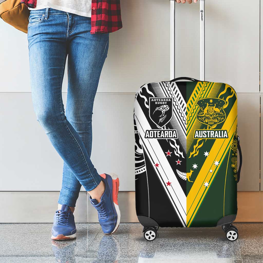 Aotearoa Australia Rugby Luggage Cover Maori and Aboriginal Art Sporty Style - Polynesian Pride