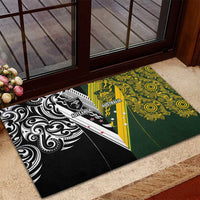 Aotearoa Australia Rugby Rubber Doormat Maori and Aboriginal Art Sporty Style - Polynesian Pride