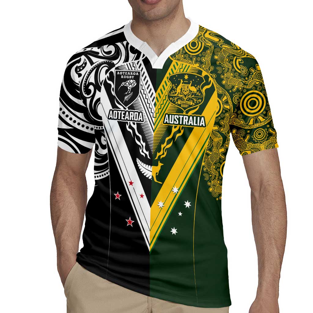 Aotearoa Australia Rugby Custom Rugby Jersey Maori and Aboriginal Art Sporty Style LT03 - Polynesian Pride