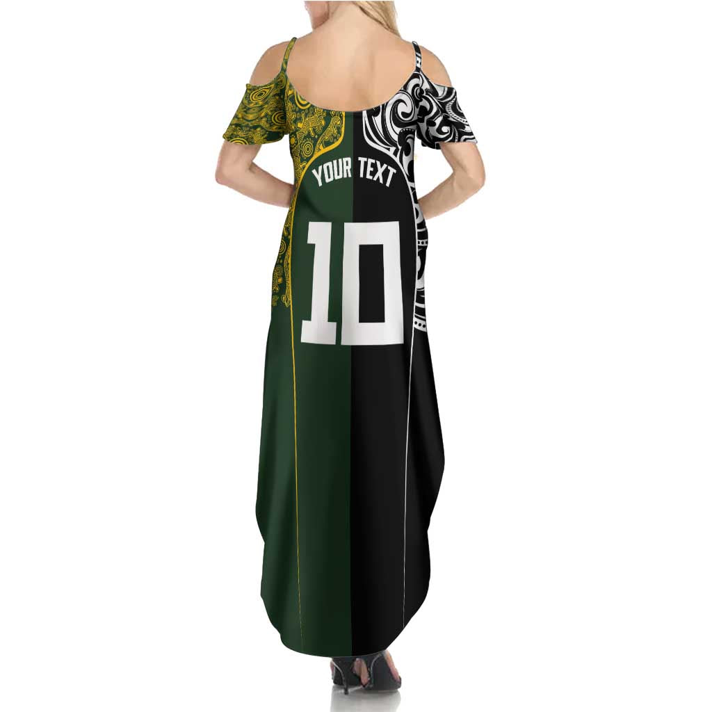 Aotearoa Australia Rugby Custom Summer Maxi Dress Maori and Aboriginal Art Sporty Style - Polynesian Pride