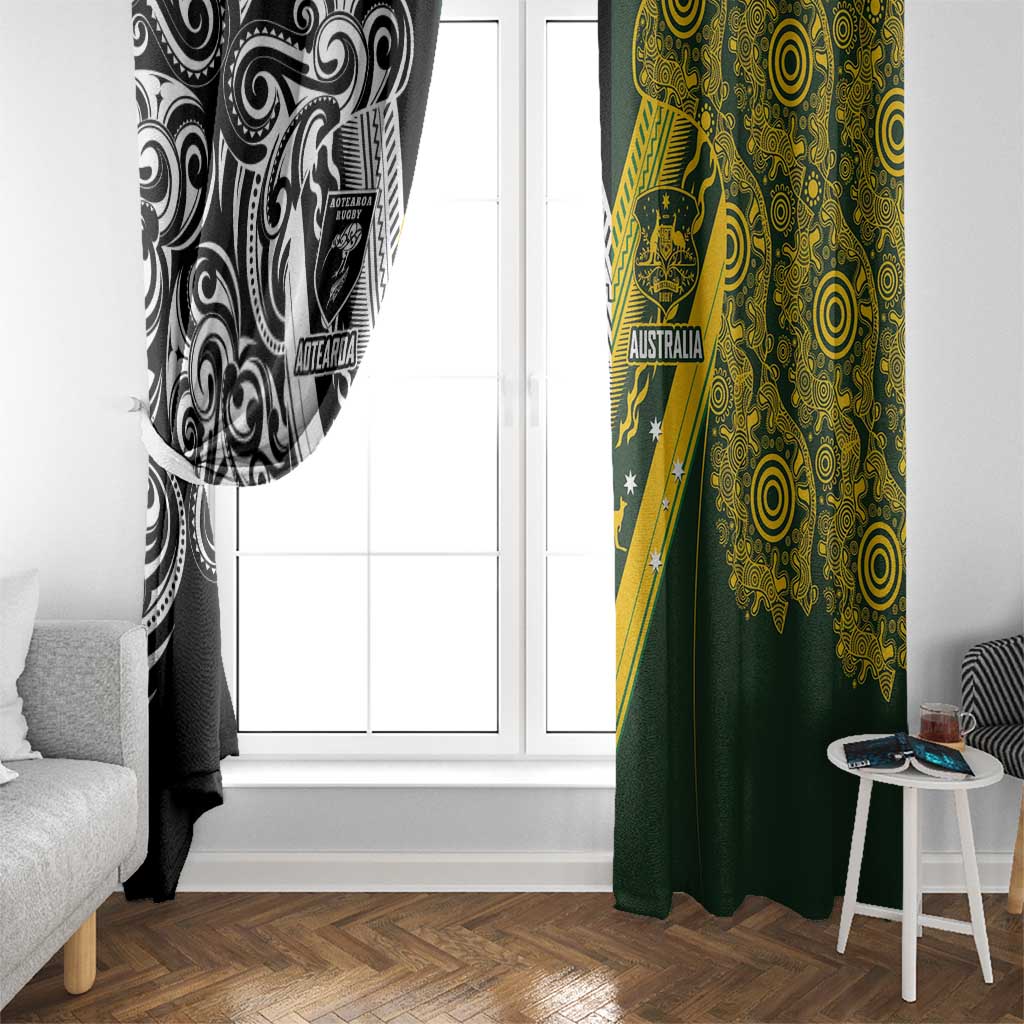 Aotearoa Australia Rugby Window Curtain Maori and Aboriginal Art Sporty Style - Polynesian Pride