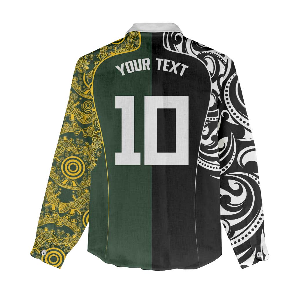 Aotearoa Australia Rugby Custom Women Casual Shirt Maori and Aboriginal Art Sporty Style - Polynesian Pride