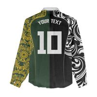 Aotearoa Australia Rugby Custom Women Casual Shirt Maori and Aboriginal Art Sporty Style - Polynesian Pride