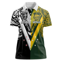 Aotearoa Australia Rugby Custom Women Polo Shirt Maori and Aboriginal Art Sporty Style - Polynesian Pride