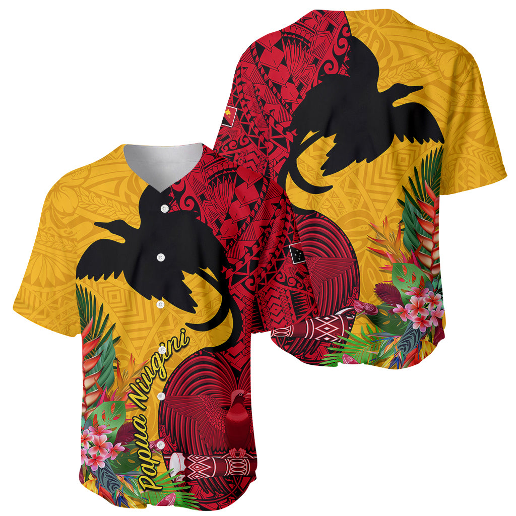 Papua New Guinea Baseball Jersey Birds Of Paradise Mix Tropical Flower Polynesian Pattern LT03 - Polynesian Pride