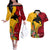 Papua New Guinea Couples Matching Off The Shoulder Long Sleeve Dress and Hawaiian Shirt Birds Of Paradise Mix Tropical Flower Polynesian Pattern LT03 Yellow - Polynesian Pride