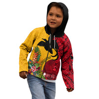 Papua New Guinea Kid Hoodie Birds Of Paradise Mix Tropical Flower Polynesian Pattern LT03 - Polynesian Pride