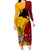 Papua New Guinea Long Sleeve Bodycon Dress Birds Of Paradise Mix Tropical Flower Polynesian Pattern LT03 Long Dress Yellow - Polynesian Pride