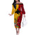 Papua New Guinea Off The Shoulder Long Sleeve Dress Birds Of Paradise Mix Tropical Flower Polynesian Pattern LT03 Women Yellow - Polynesian Pride