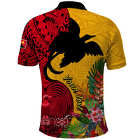 Custom Papua New Guinea Polo Shirt Birds Of Paradise Mix Tropical Flower Polynesian Pattern LT03 - Polynesian Pride