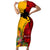 Custom Papua New Guinea Short Sleeve Bodycon Dress Birds Of Paradise Mix Tropical Flower Polynesian Pattern LT03 Long Dress Yellow - Polynesian Pride