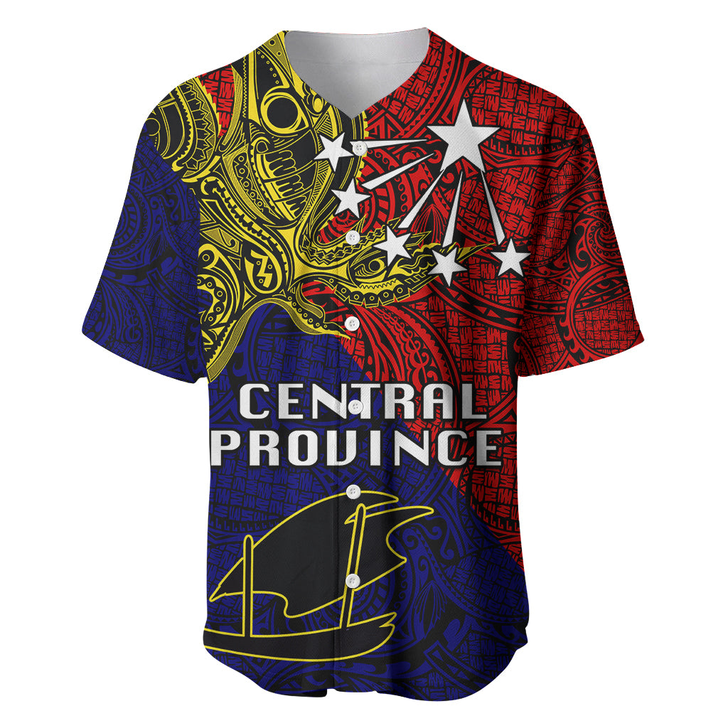 Papua New Guinea Central Province Baseball Jersey PNG Birds Of Paradise Polynesian Arty Style LT03 Red - Polynesian Pride